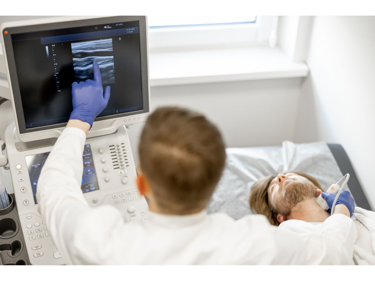 Carotid artery ultrasound exam for stroke-prevention screening at South Texas Vascular Institute in Edinburg, TX
